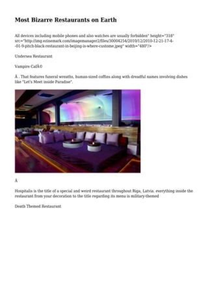 Five Of The World's Most Bizarre Restaurants